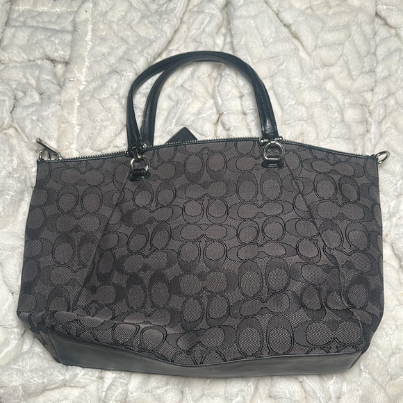 COACH Black/Grey Signature Canvas and Leather Prairie Satchel - Picture 2 of 4